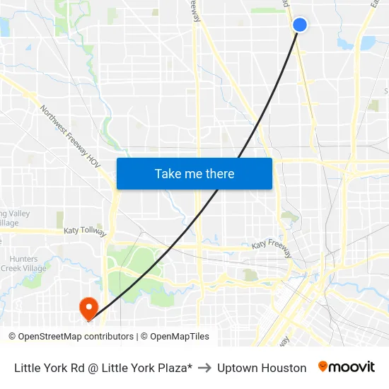 Little York Rd @ Little York Plaza to Uptown Houston map