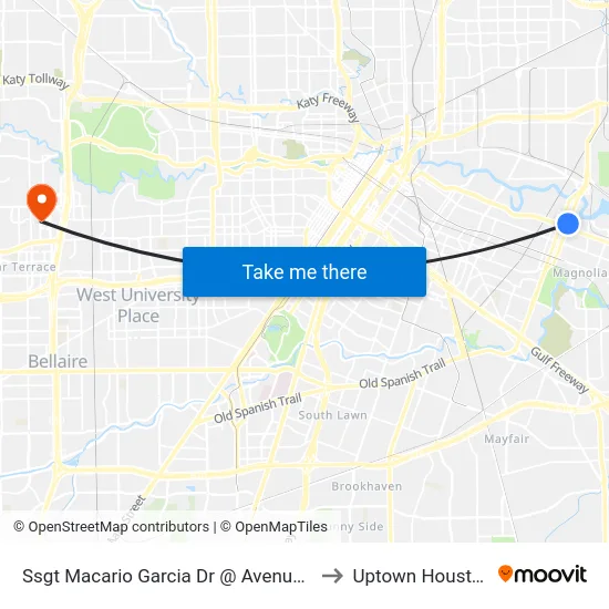 Ssgt Macario Garcia Dr @ Avenue N to Uptown Houston map