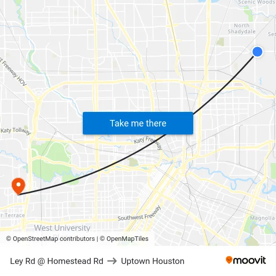 Ley Rd @ Homestead Rd MB to Uptown Houston map