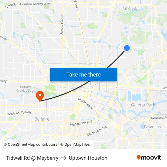 Tidwell Rd @ Mayberry to Uptown Houston map