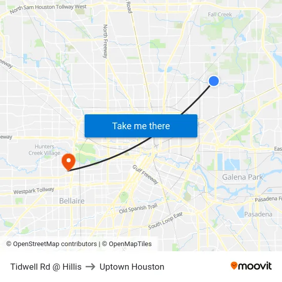 Tidwell Rd @ Hillis to Uptown Houston map