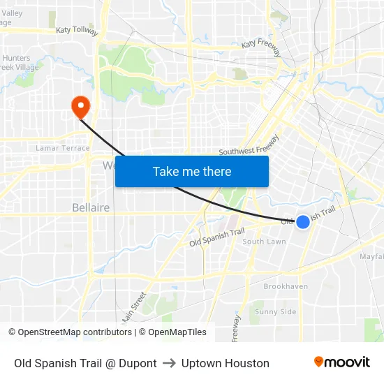 Old Spanish Trail @ Dupont St to Uptown Houston map