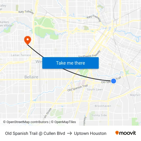 Old Spanish Trail @ Cullen Blvd to Uptown Houston map