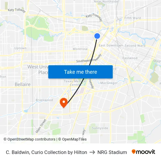 C. Baldwin, Curio Collection by Hilton to NRG Stadium map