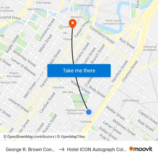 George R. Brown Convention Center to Hotel ICON Autograph Collection Houston map