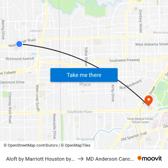 Aloft by Marriott Houston by the Galleria to MD Anderson Cancer Center map