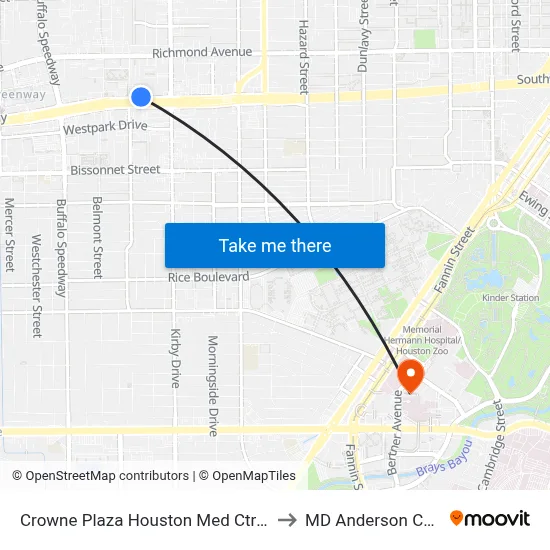 Crowne Plaza Houston Med Ctr-Galleria Area by IHG to MD Anderson Cancer Center map