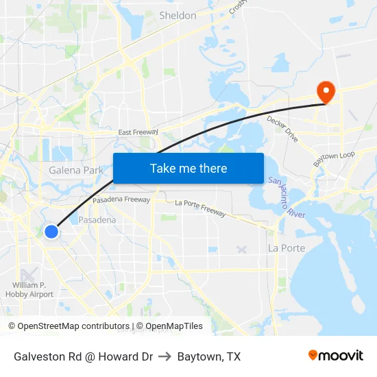 Galveston Rd @ Howard Dr to Baytown, TX map