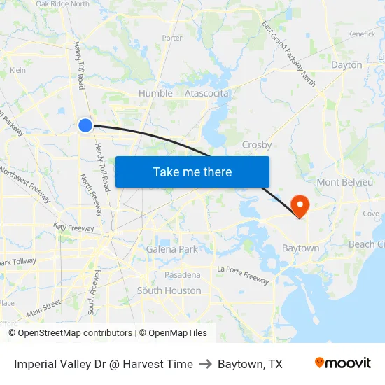Imperial Valley Dr @ Harvest Time to Baytown, TX map
