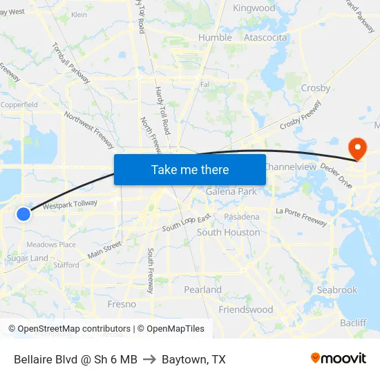 Bellaire Blvd @ Sh 6 MB to Baytown, TX map