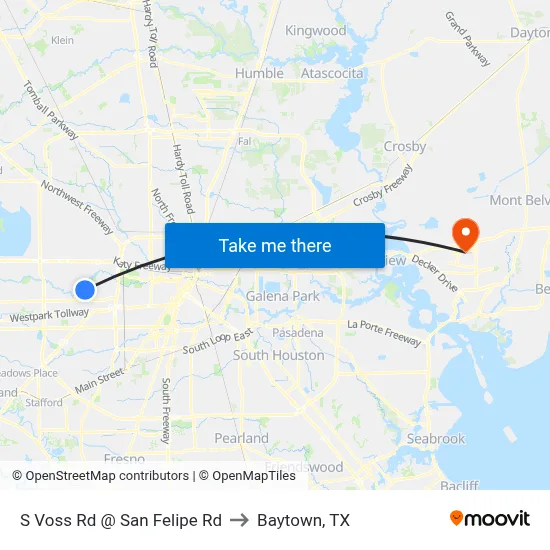 S Voss Rd @ San Felipe Rd to Baytown, TX map