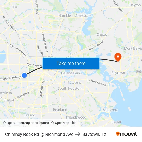 Chimney Rock Rd @ Richmond Ave to Baytown, TX map