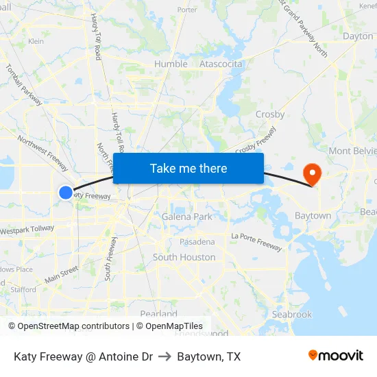 Katy Freeway @ Antoine Dr to Baytown, TX map
