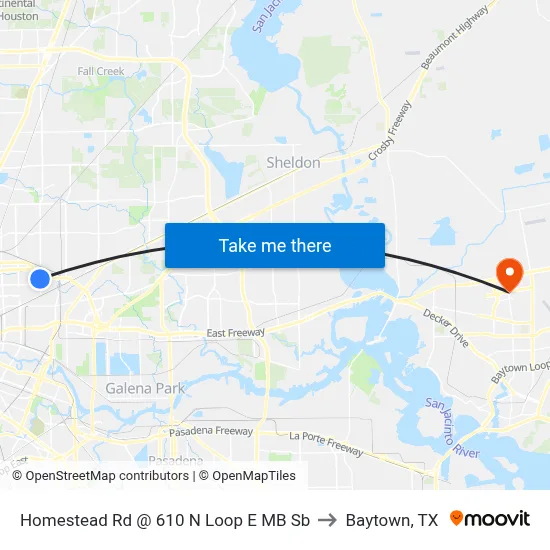 Homestead Rd @ 610 N Loop E MB Sb to Baytown, TX map