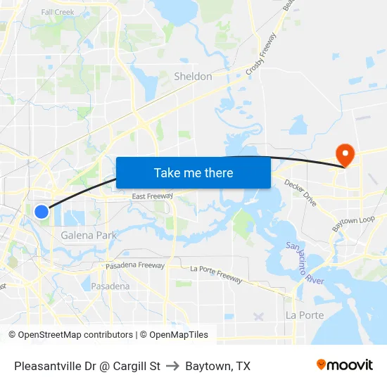 Pleasantville Dr @ Cargill St to Baytown, TX map