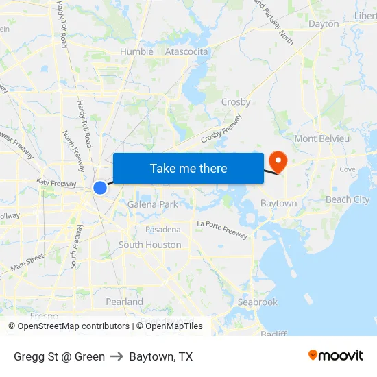 Gregg St @ Green to Baytown, TX map