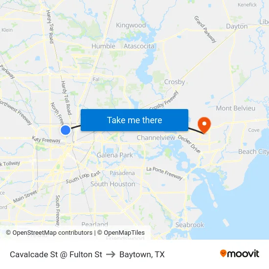 Cavalcade St @ Fulton St to Baytown, TX map