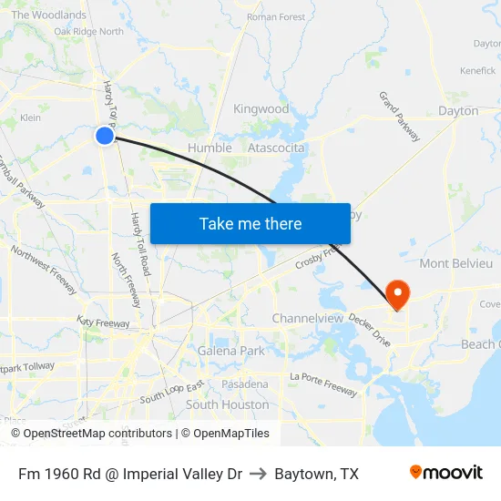 Fm 1960 Rd @ Imperial Valley Dr to Baytown, TX map