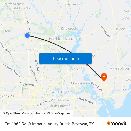 Fm 1960 Rd @ Imperial Valley Dr to Baytown, TX map