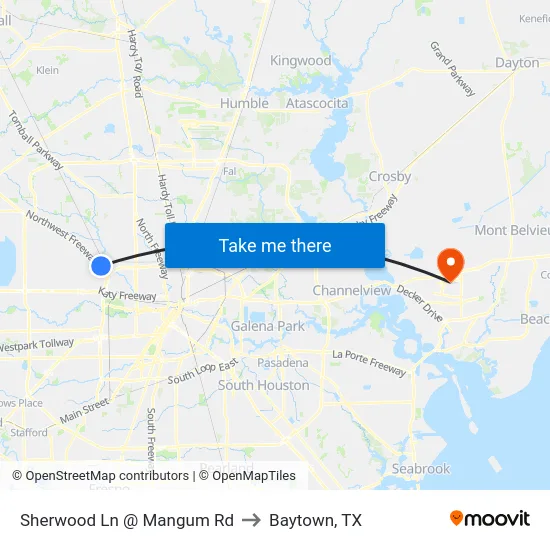 Sherwood Ln @ Mangum Rd to Baytown, TX map