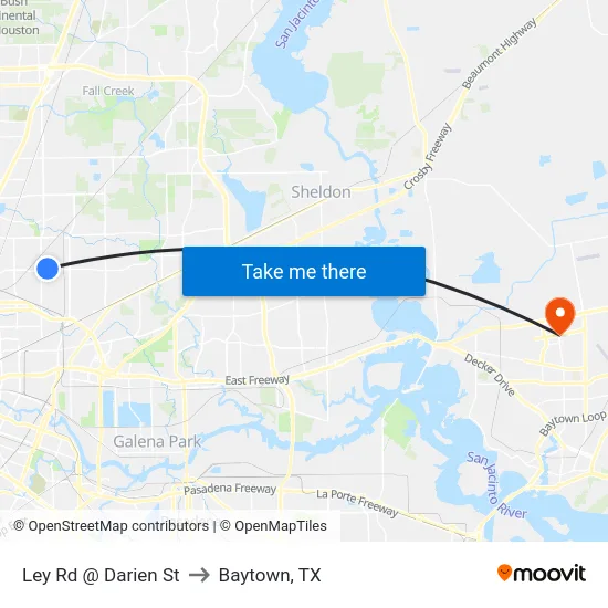 Ley Rd @ Darien St to Baytown, TX map