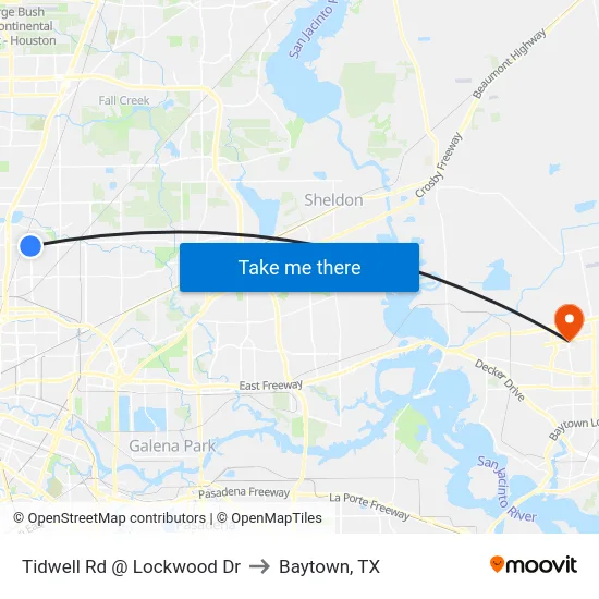 Tidwell Rd @ Lockwood Dr to Baytown, TX map