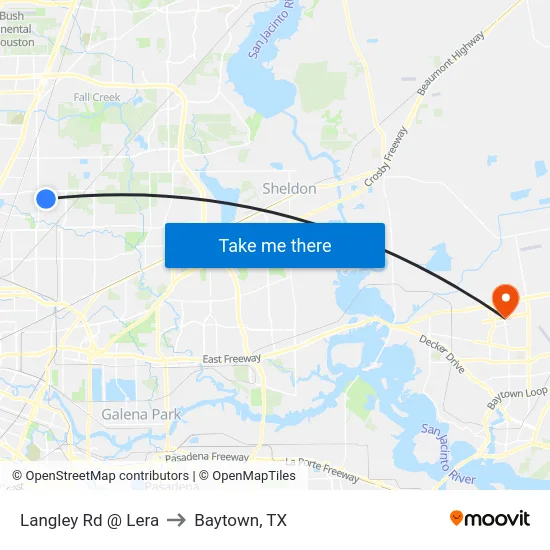 Langley Rd @ Lera to Baytown, TX map