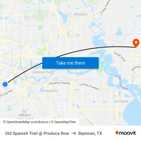Old Spanish Trail @ Produce Row to Baytown, TX map