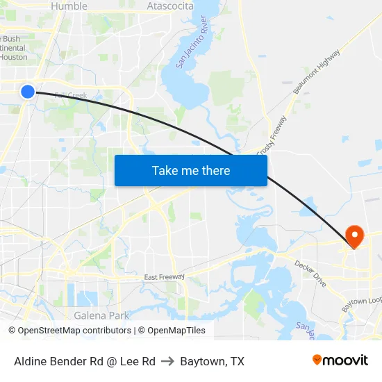 Aldine Bender Rd @ Lee Rd to Baytown, TX map