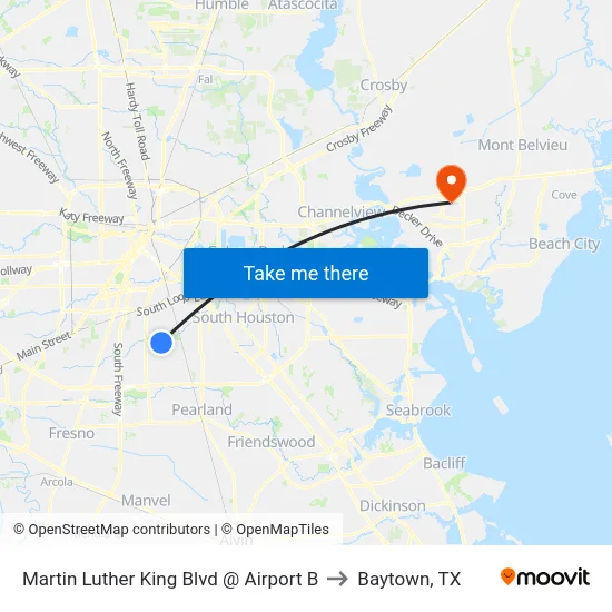 Martin Luther King Blvd @ Airport B to Baytown, TX map
