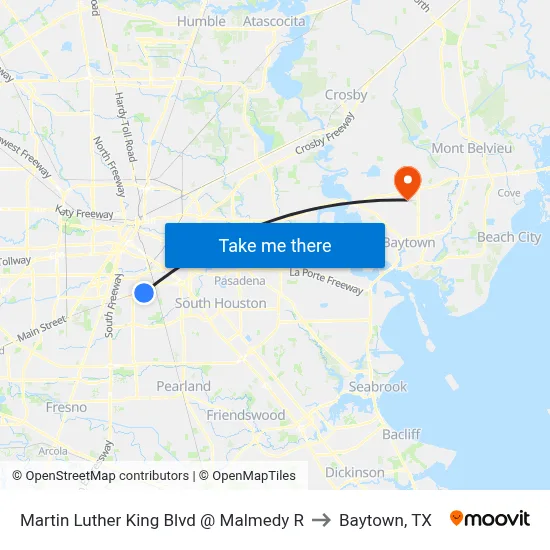 Martin Luther King Blvd @ Malmedy R to Baytown, TX map