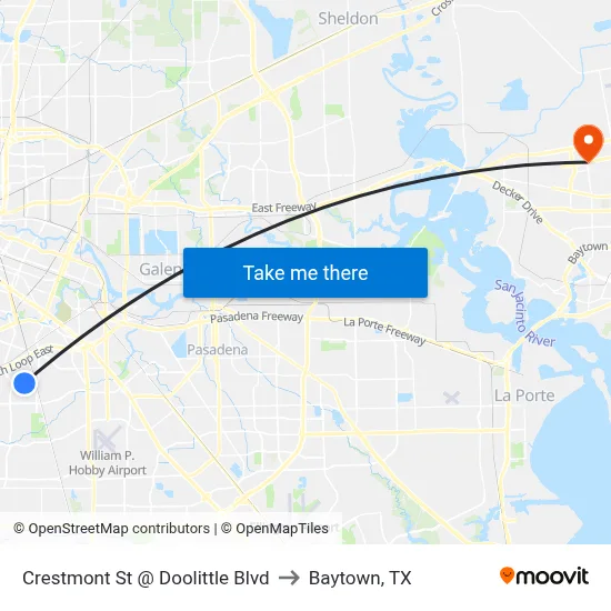 Crestmont St @ Doolittle Blvd to Baytown, TX map