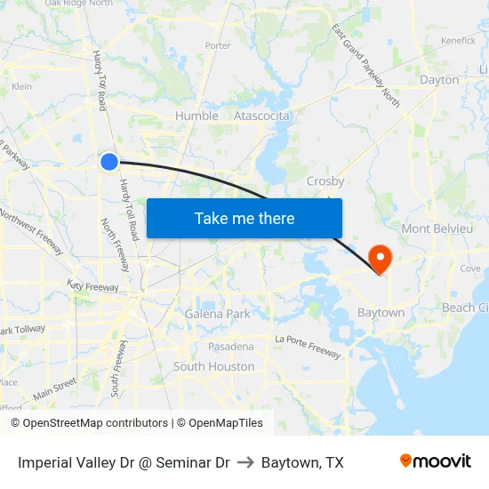 Imperial Valley Dr @ Seminar Dr to Baytown, TX map