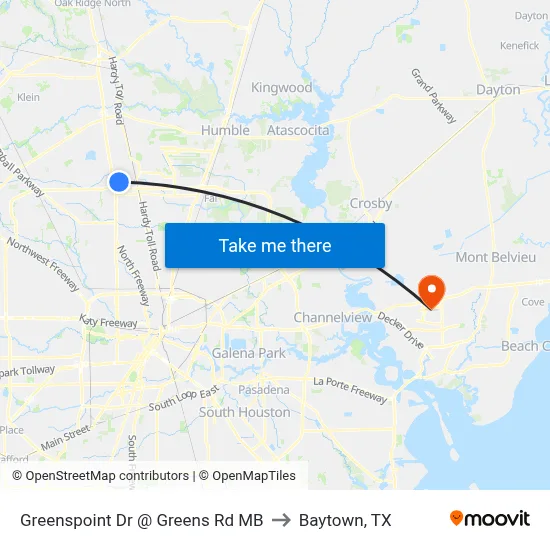 Greenspoint Dr @ Greens Rd MB to Baytown, TX map