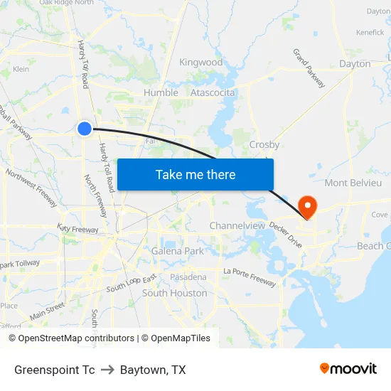 Greenspoint Tc to Baytown, TX map