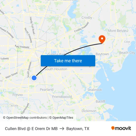 Cullen Blvd @ E Orem Dr MB to Baytown, TX map