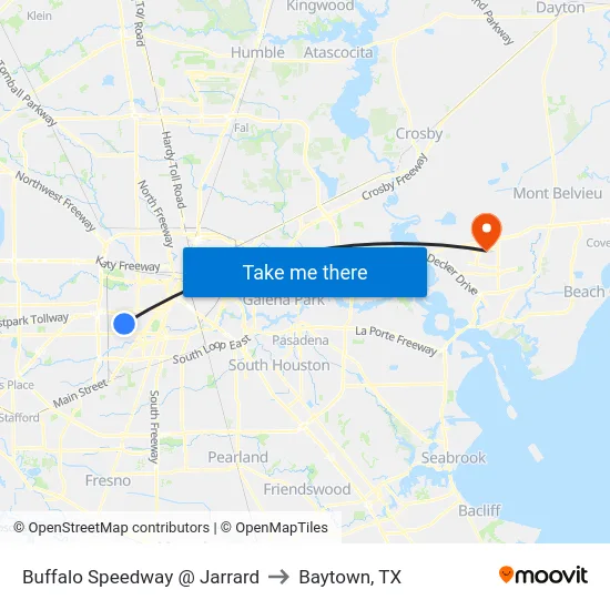 Buffalo Speedway   @ Jarrard to Baytown, TX map