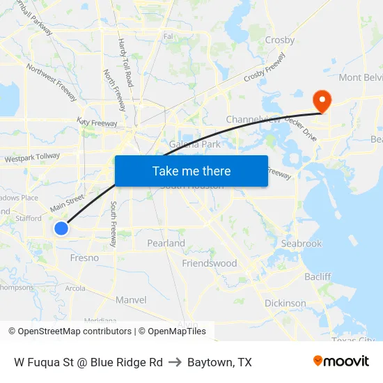 W Fuqua St @ Blue Ridge Rd to Baytown, TX map