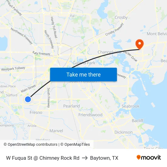 W Fuqua St @ Chimney Rock Rd to Baytown, TX map