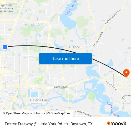 Eastex Freeway   @ Little York Rd to Baytown, TX map