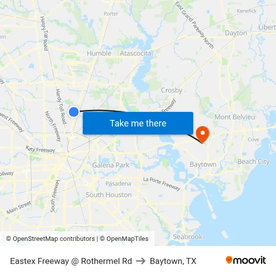 Eastex Freeway @ Rothermel Rd to Baytown, TX map