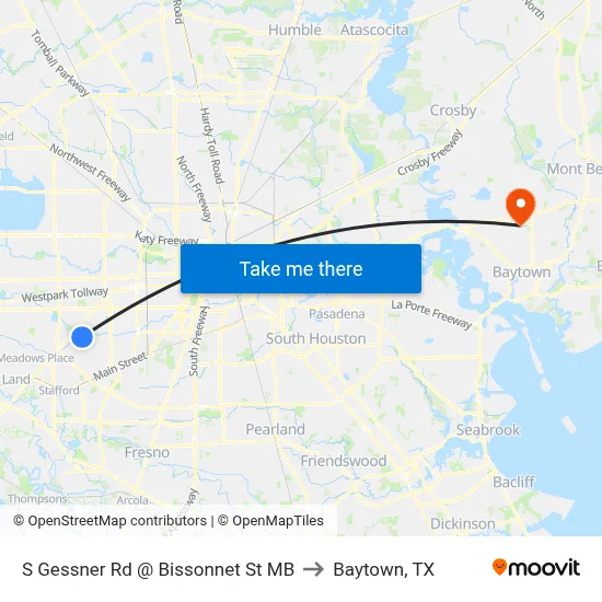 S Gessner Rd @ Bissonnet St MB to Baytown, TX map
