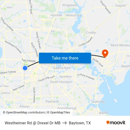 Westheimer Rd @ Drexel Dr MB to Baytown, TX map