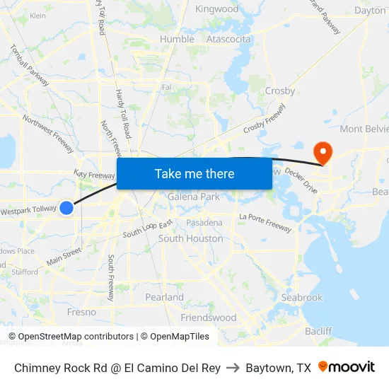 Chimney Rock Rd @ El Camino Del Rey to Baytown, TX map