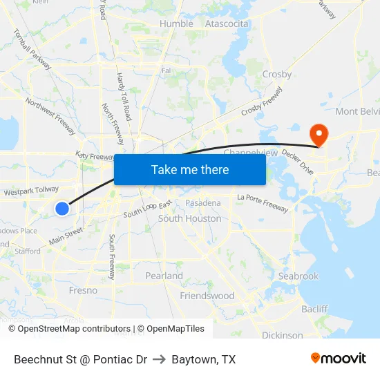Beechnut St @ Pontiac Dr to Baytown, TX map