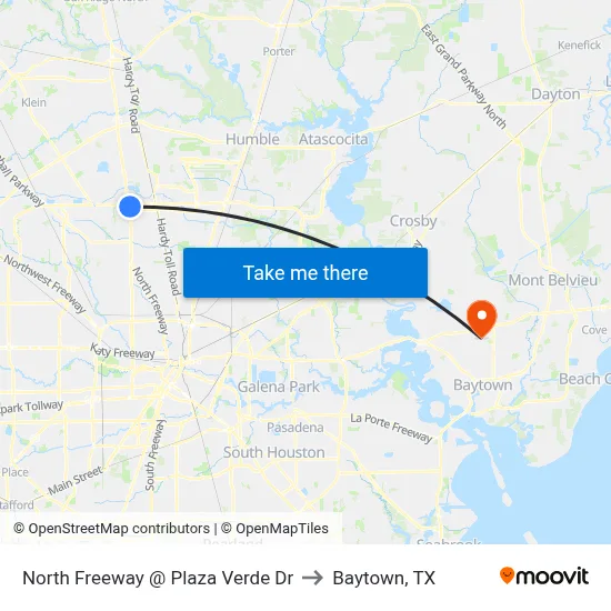 North Freeway   @ Plaza Verde Dr to Baytown, TX map