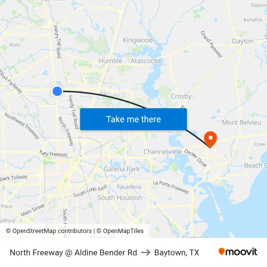 North Freeway @ Aldine Bender Rd to Baytown, TX map