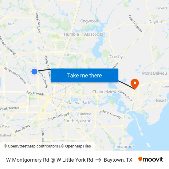 W Montgomery Rd @ W Little York Rd to Baytown, TX map