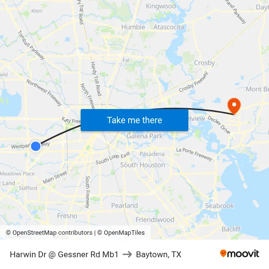 Harwin Dr @ Gessner Rd Mb1 to Baytown, TX map