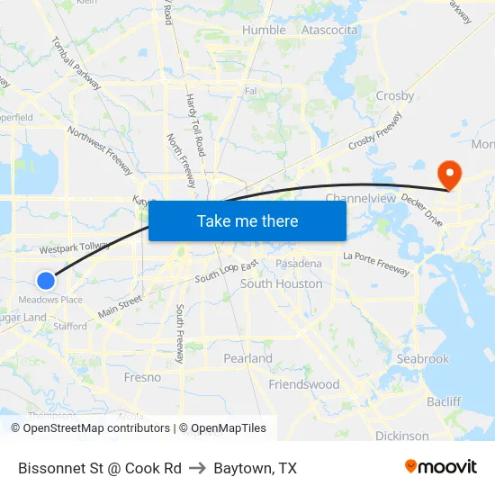 Bissonnet St @ Cook Rd to Baytown, TX map